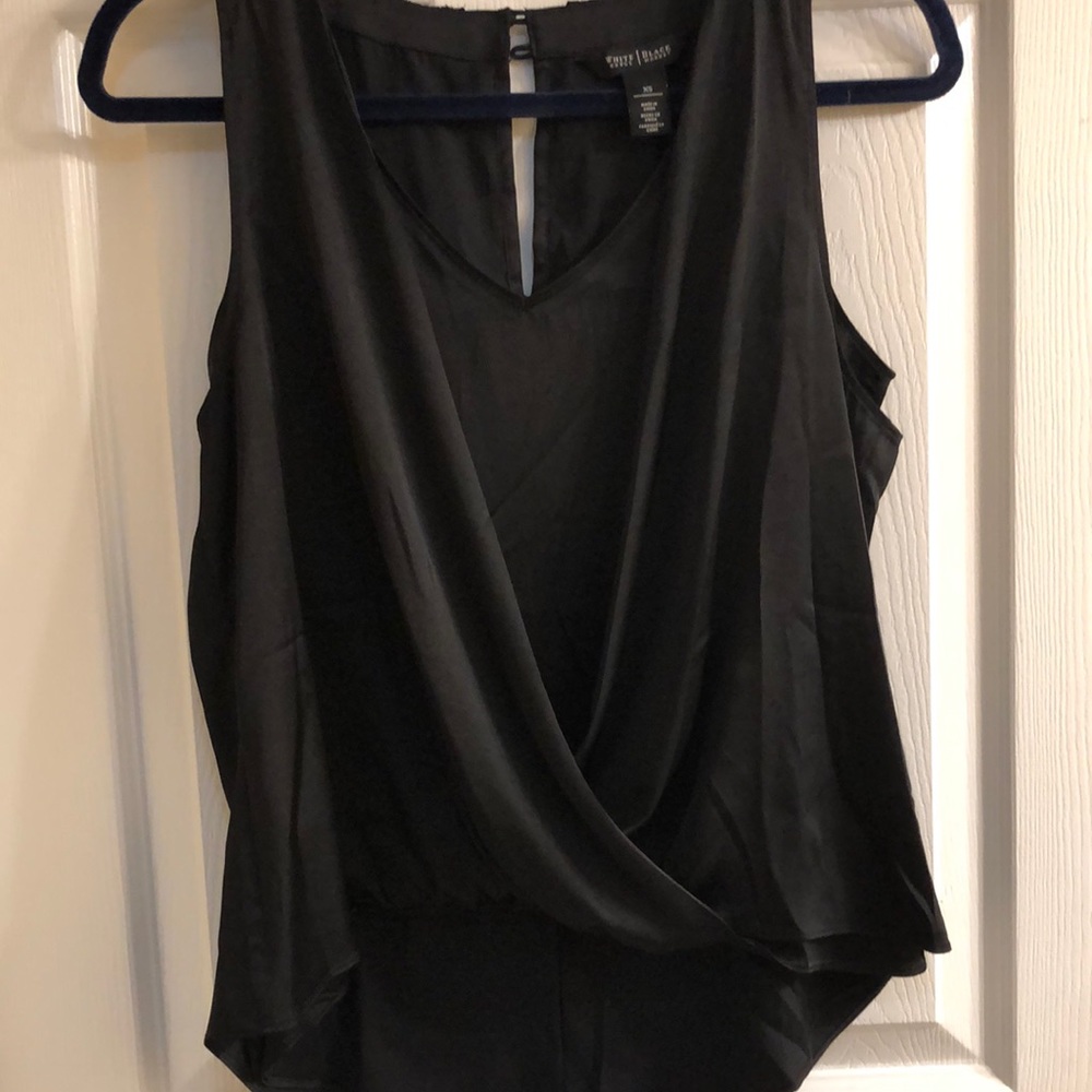 White House Black Market xs high low black blouse